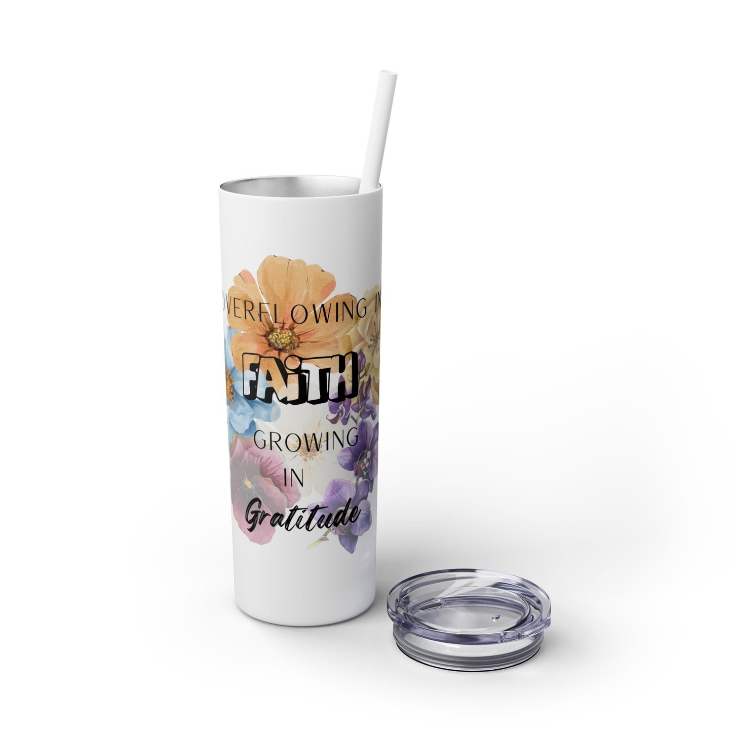 Floral Faith and Gratitude Tumbler