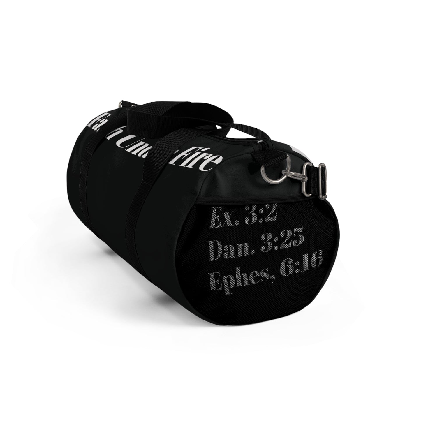 Faith Under Fire Duffel Bag- Black and White