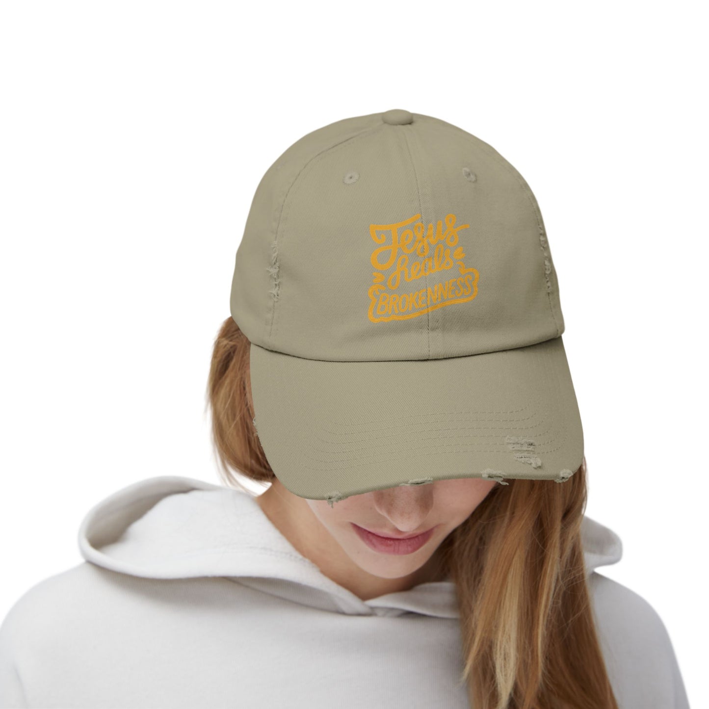 Jesus Heals Brokenness Distressed Cap