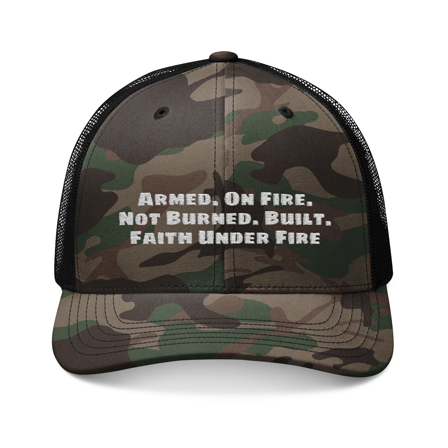 Faith Under Fire Camo Trucker Hat