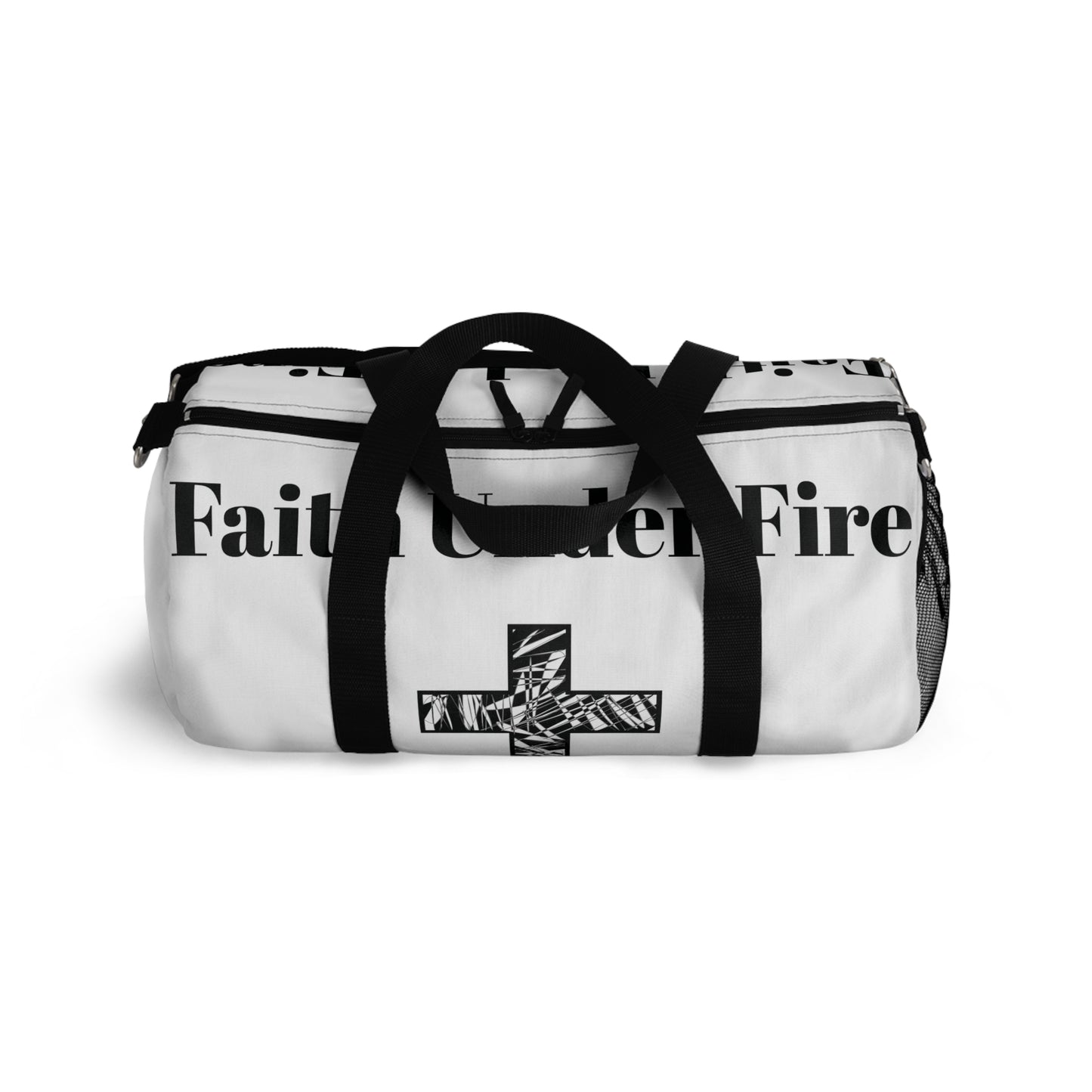 "Faith Under Fire" Duffel Bag- White and Black