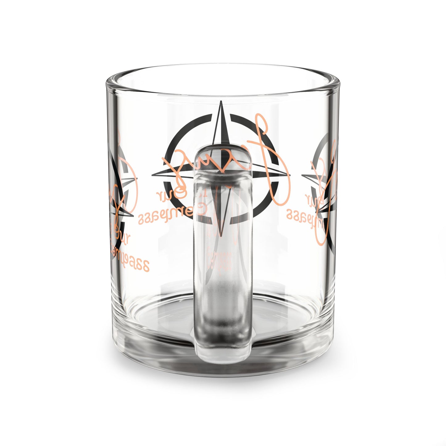 Jesus is Our Compass Glass Mug (Orange Lettering)