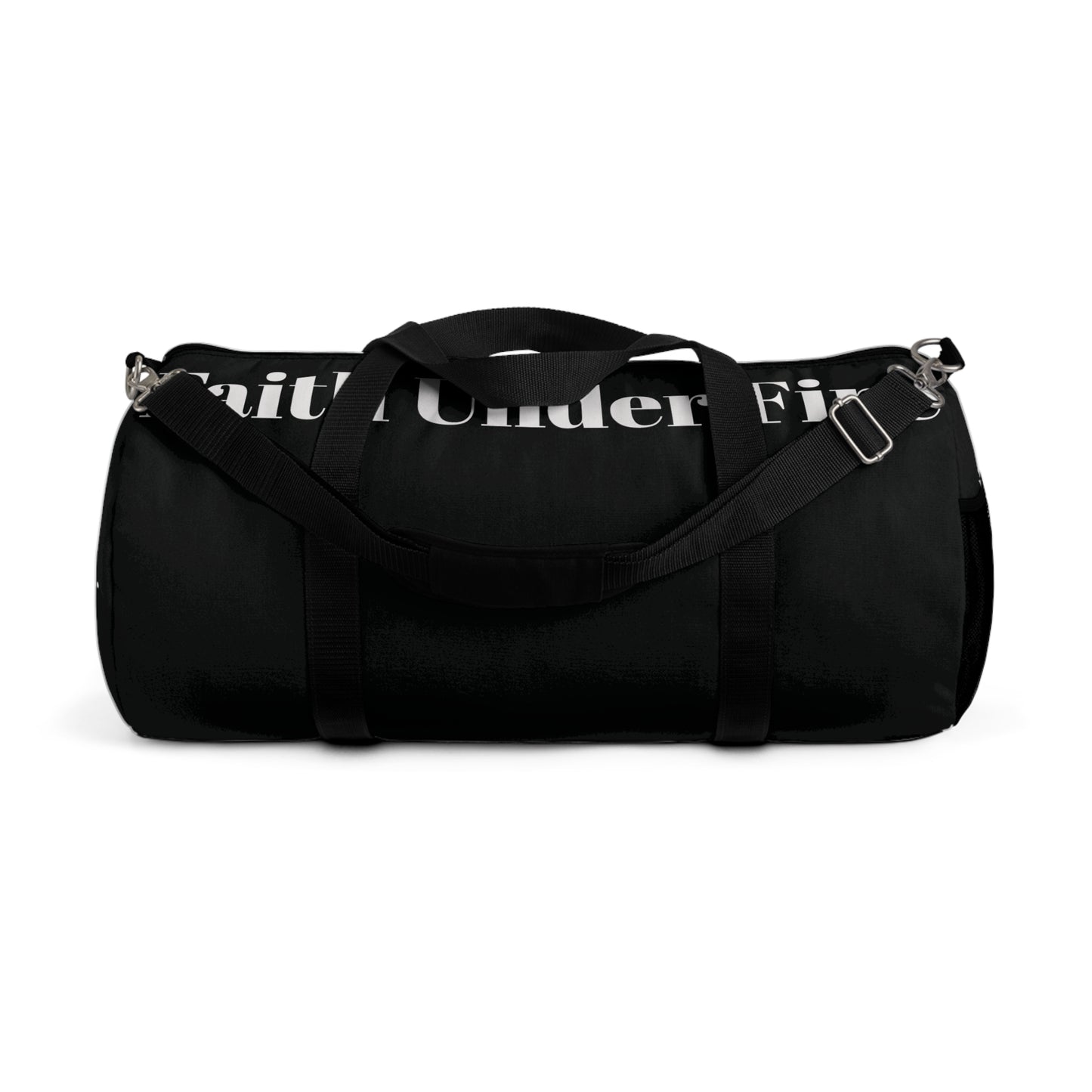 Faith Under Fire Duffel Bag- Black and White