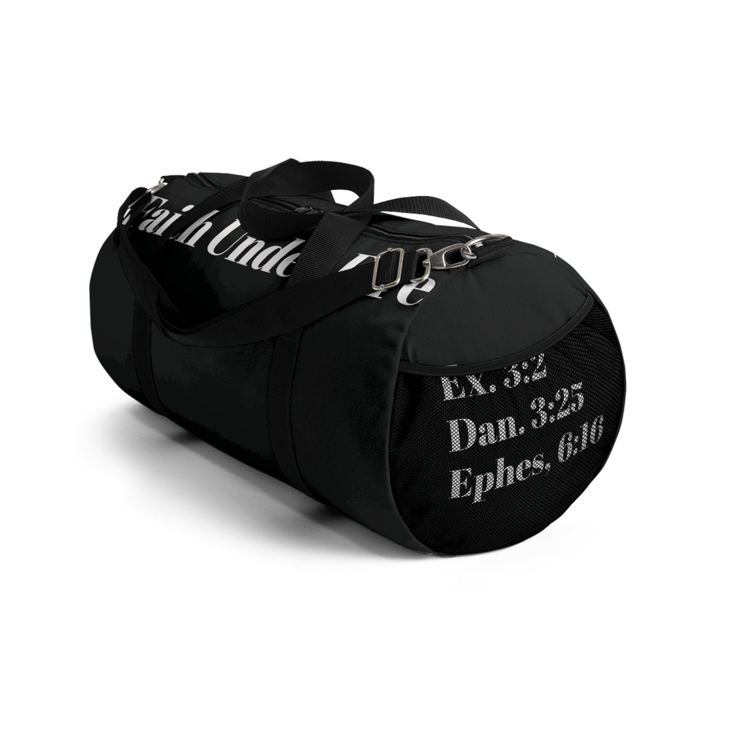 Faith Under Fire Duffel Bag- Black and White