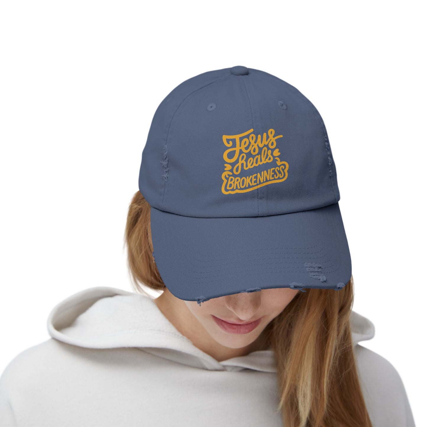 Jesus Heals Brokenness Distressed Cap