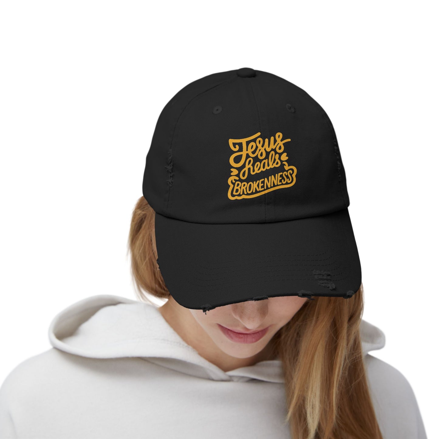 Jesus Heals Brokenness Distressed Cap