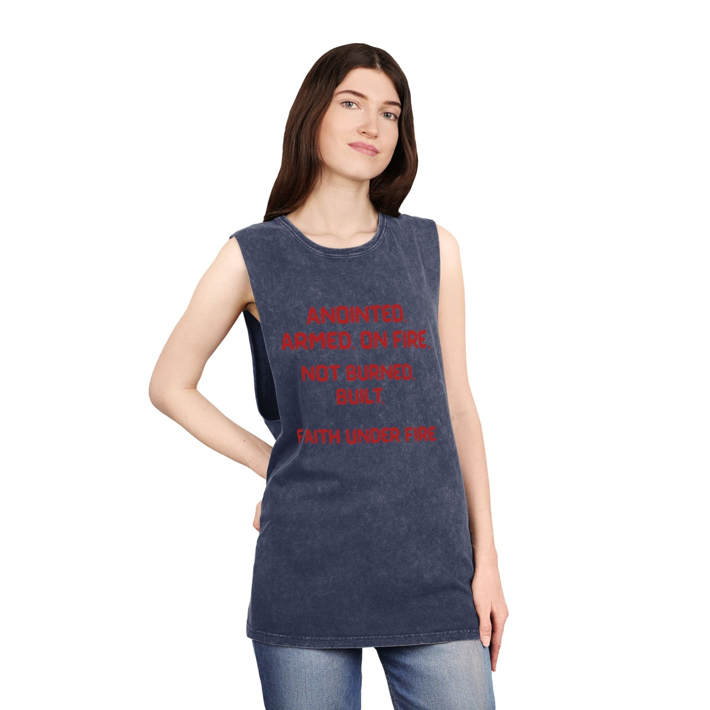 Faith Under Fire Not Burned. Built. Stonewashed Tee