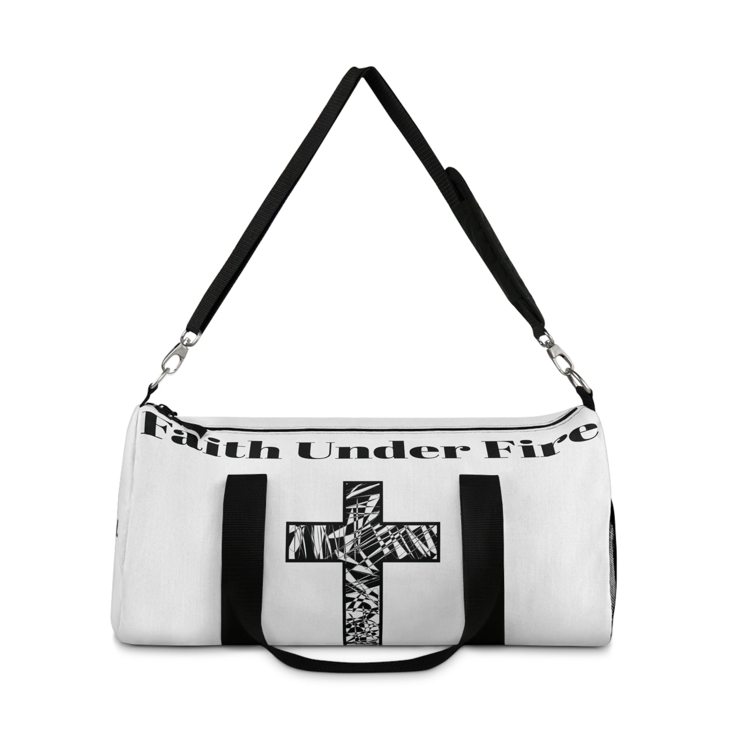 "Faith Under Fire" Duffel Bag- White and Black