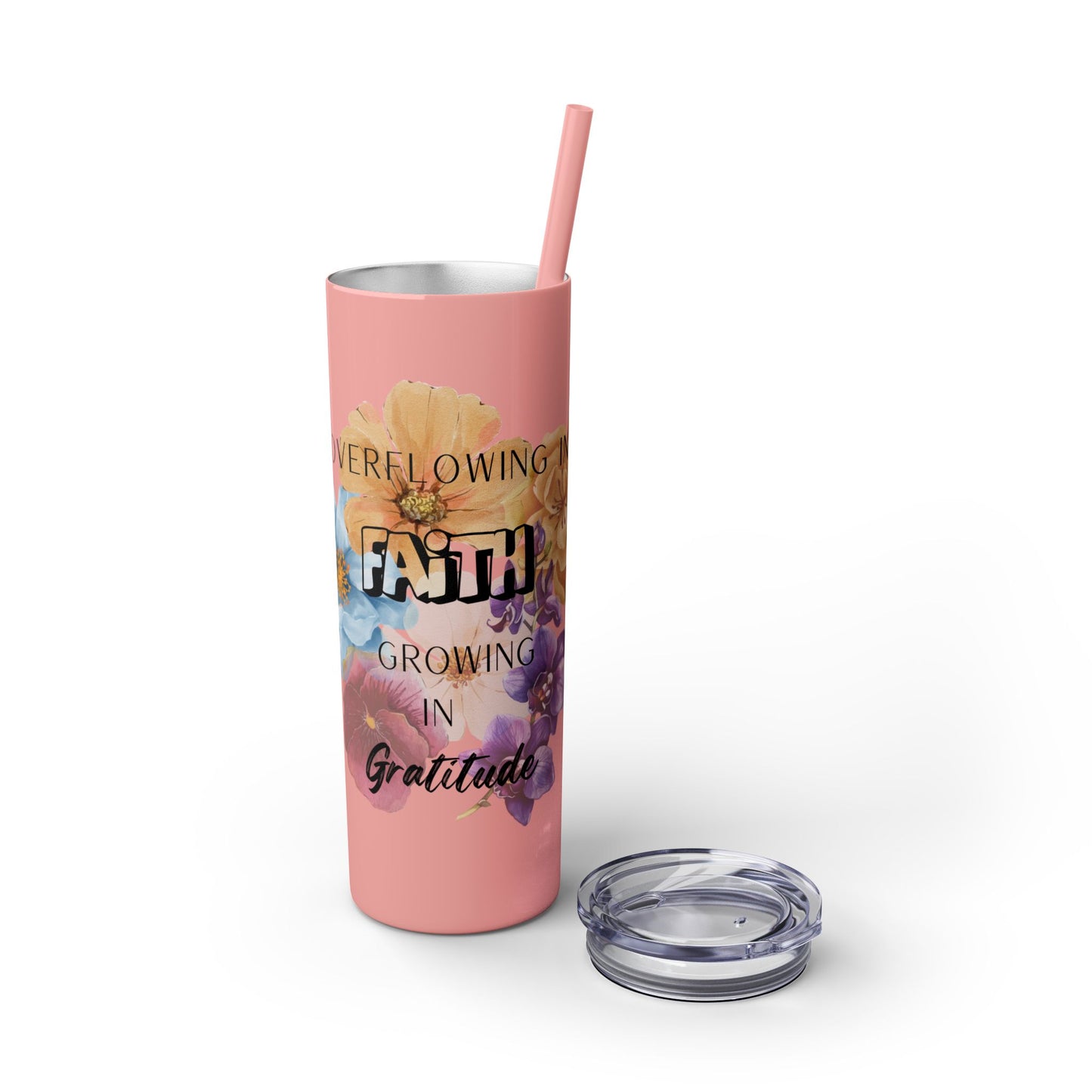 Floral Faith and Gratitude Tumbler