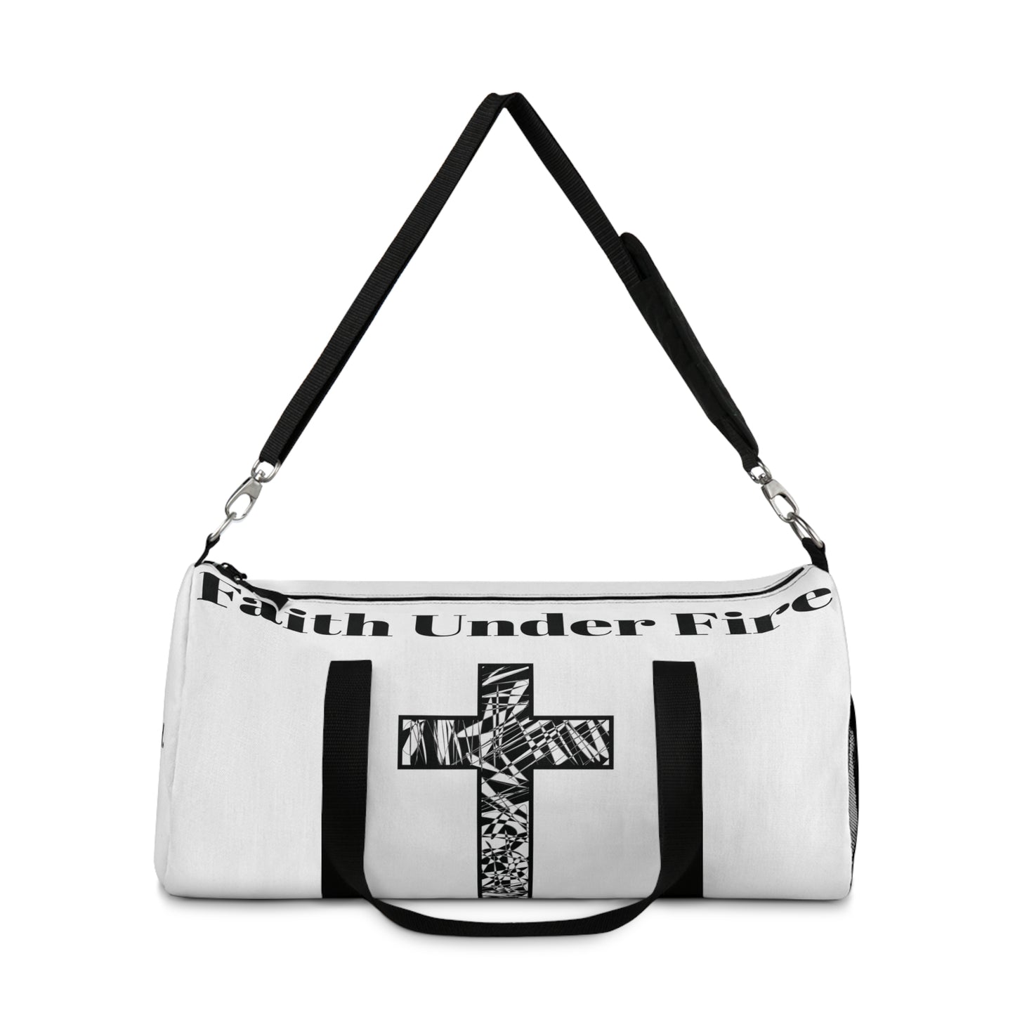 "Faith Under Fire" Duffel Bag- White and Black