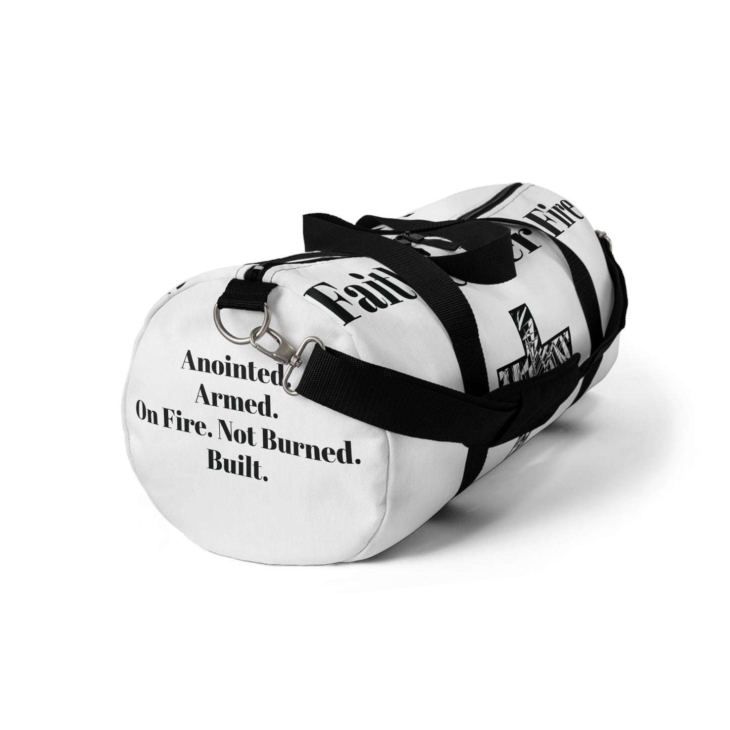 "Faith Under Fire" Duffel Bag- White and Black