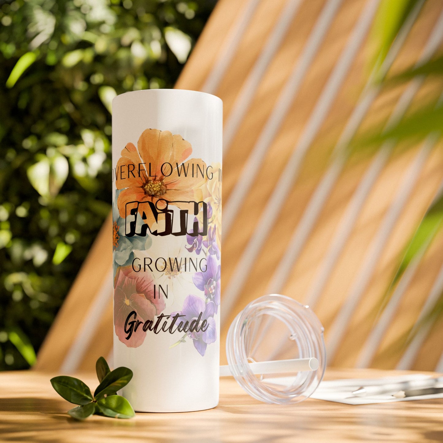 Floral Faith and Gratitude Tumbler