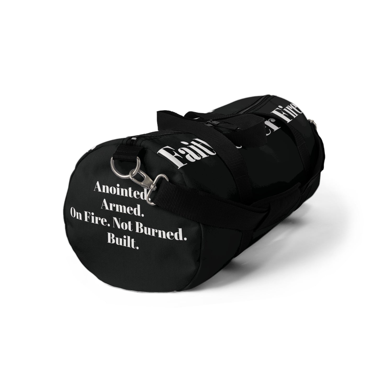 Faith Under Fire Duffel Bag- Black and White