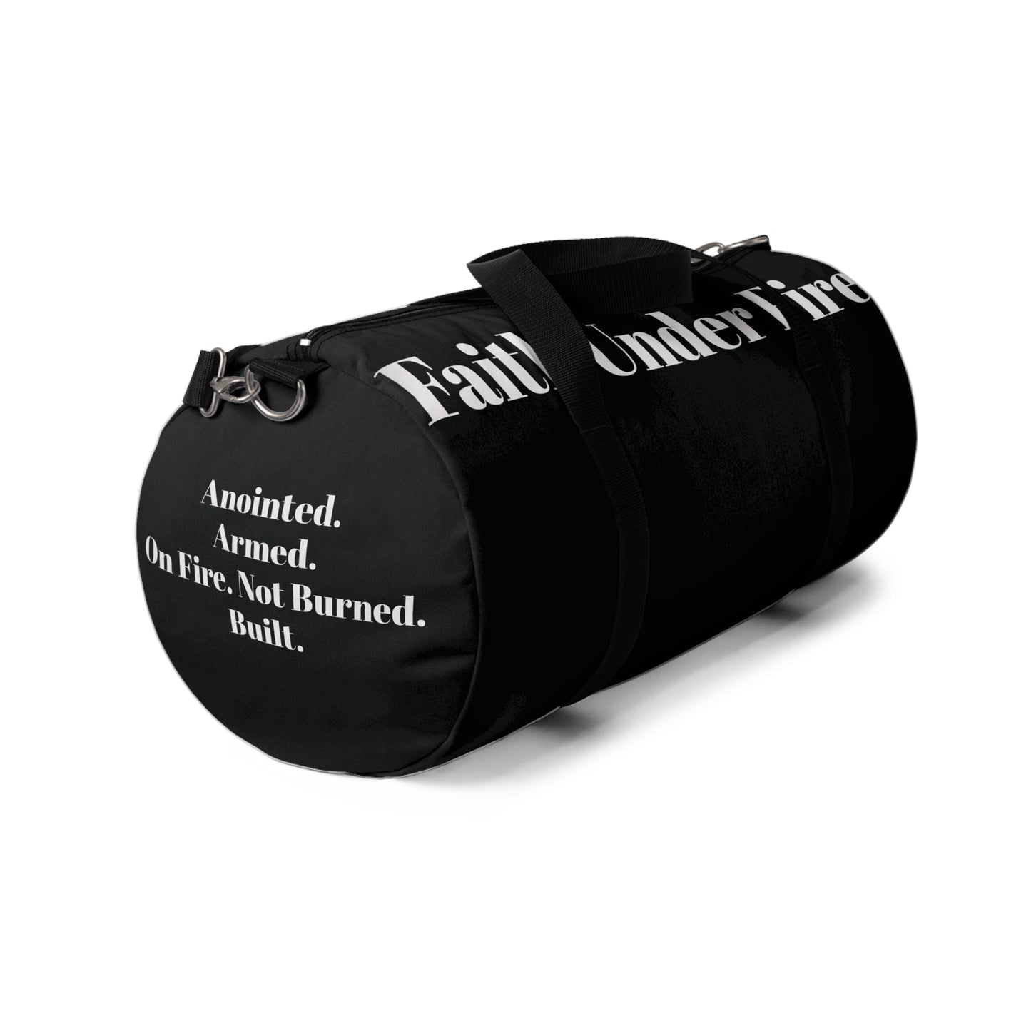 Faith Under Fire Duffel Bag- Black and White