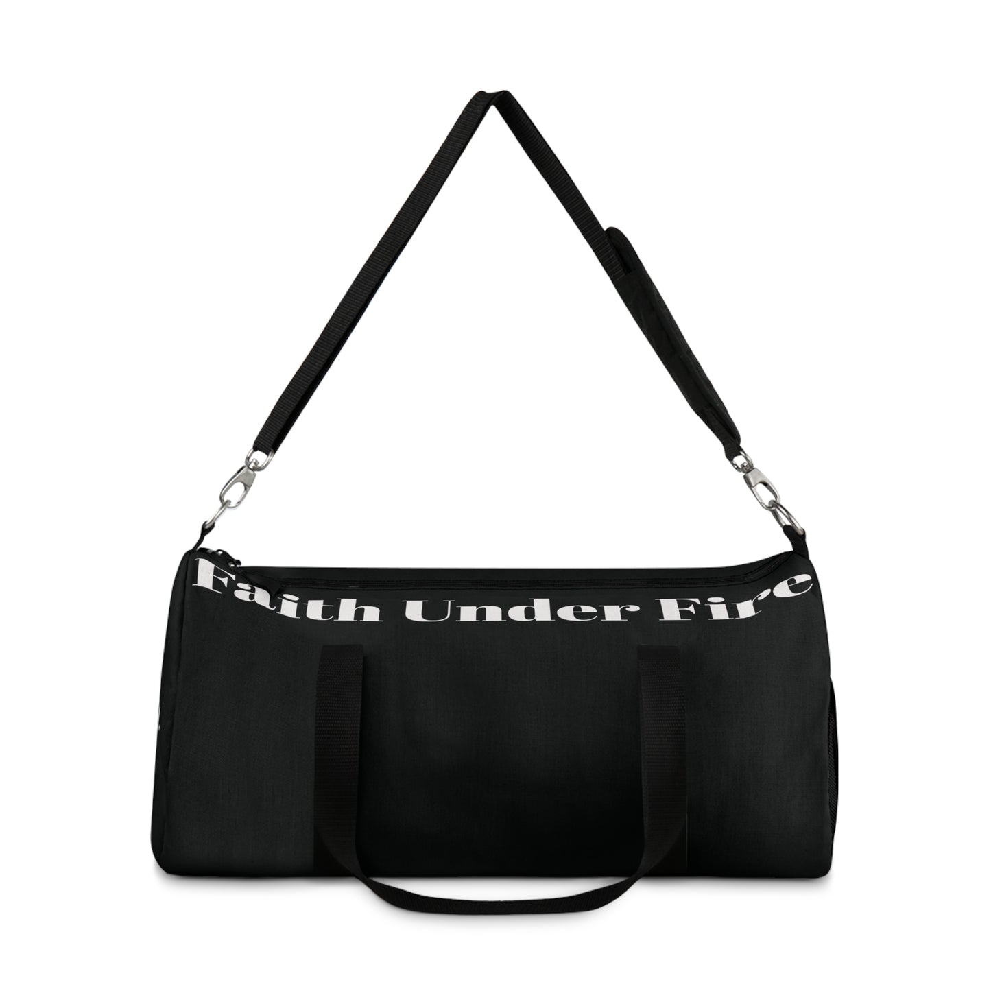 Faith Under Fire Duffel Bag- Black and White