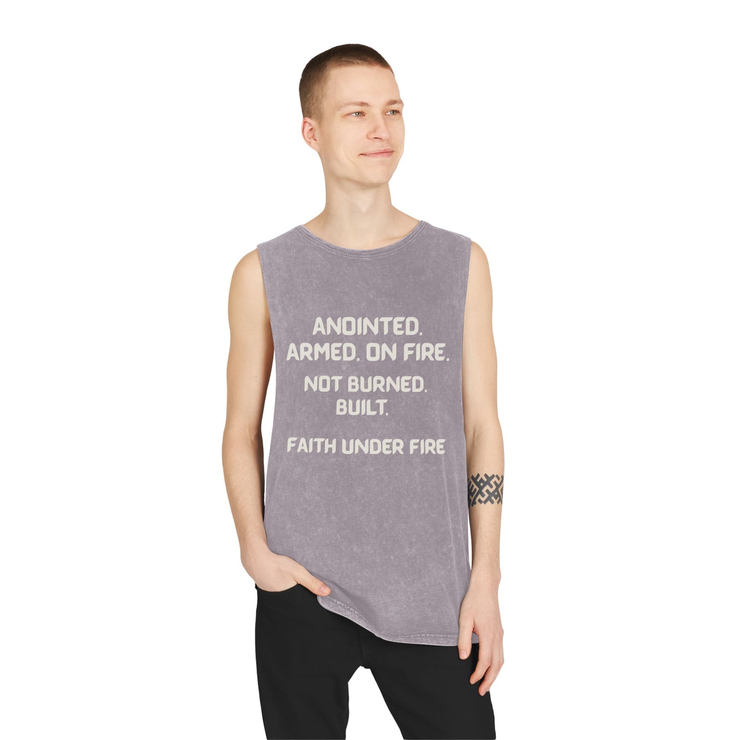 Faith Under Fire Not Burned. Built. Stonewashed Tee