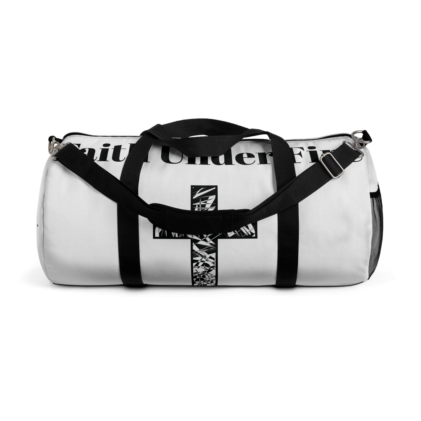 "Faith Under Fire" Duffel Bag- White and Black