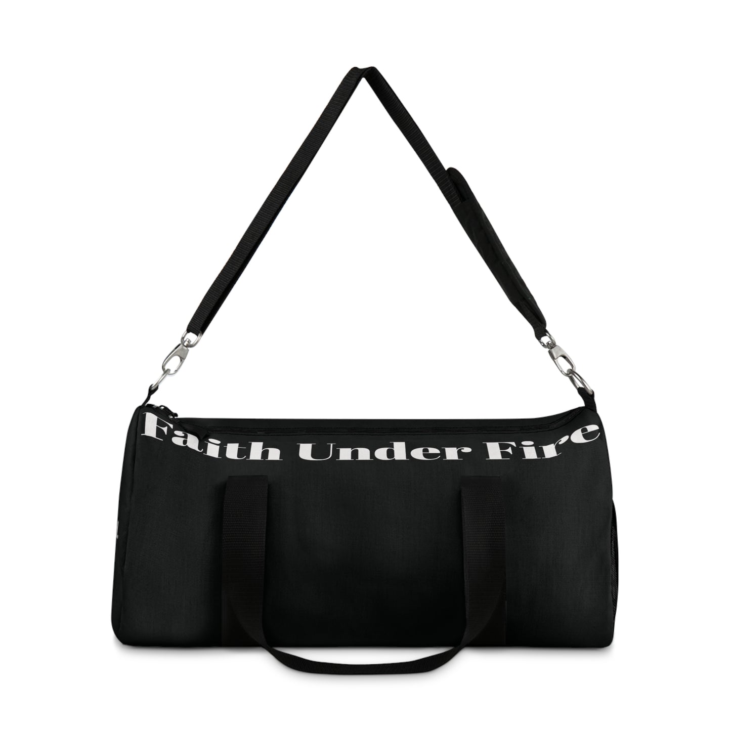 Faith Under Fire Duffel Bag- Black and White