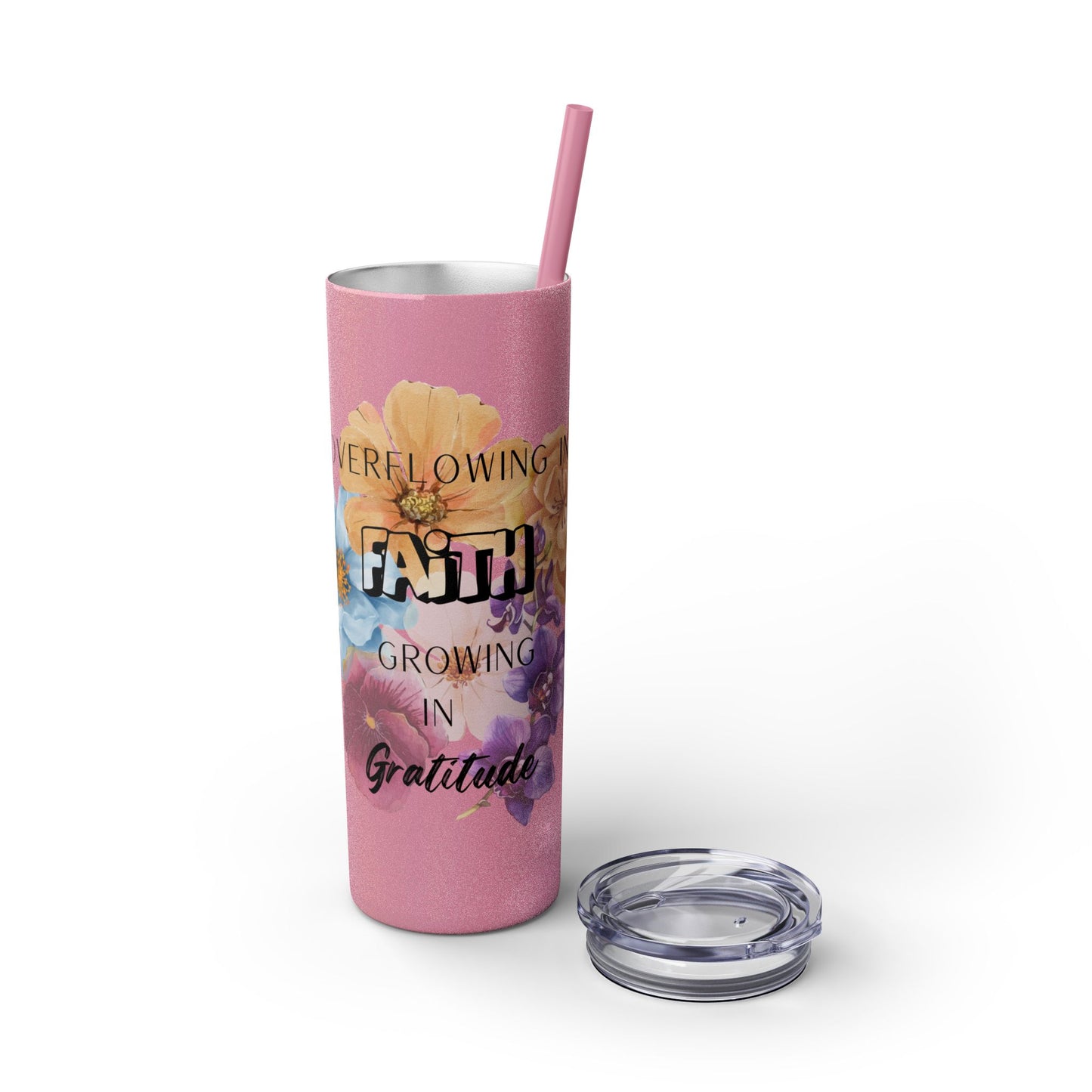 Floral Faith and Gratitude Tumbler