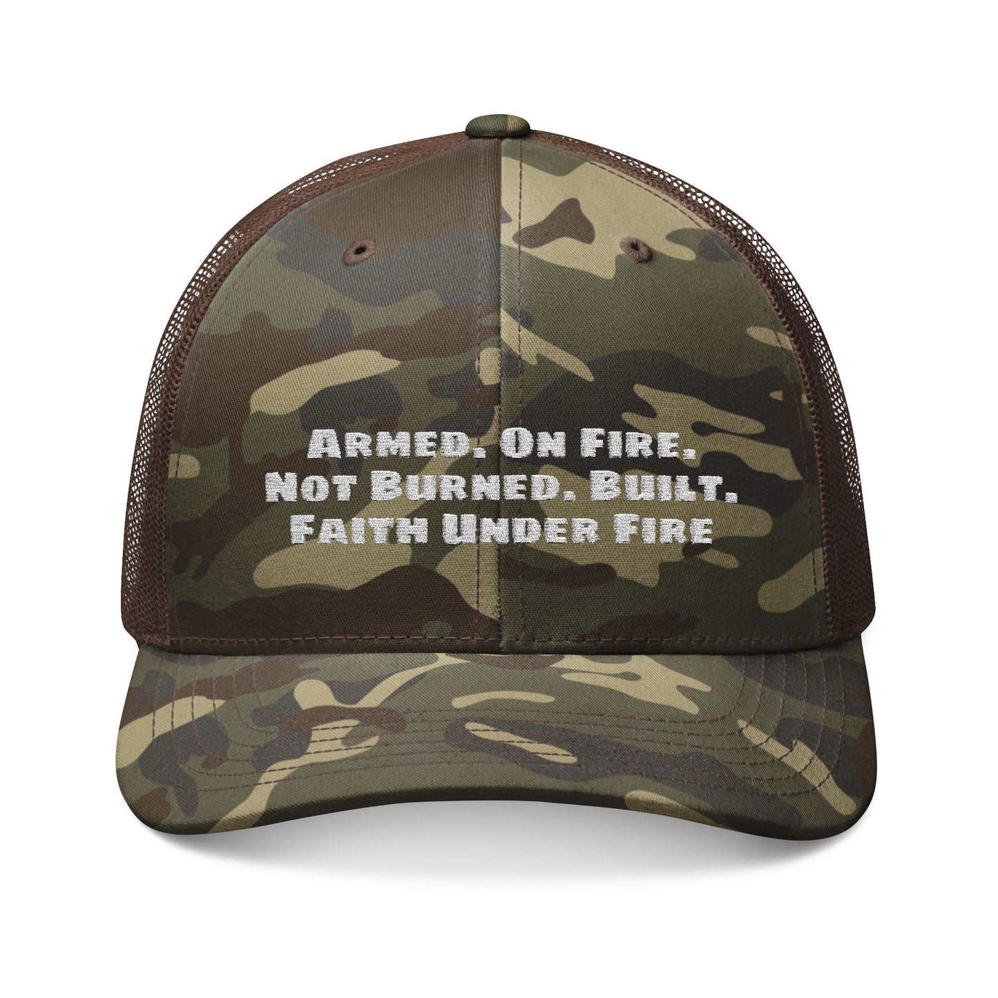 Faith Under Fire Camo Trucker Hat