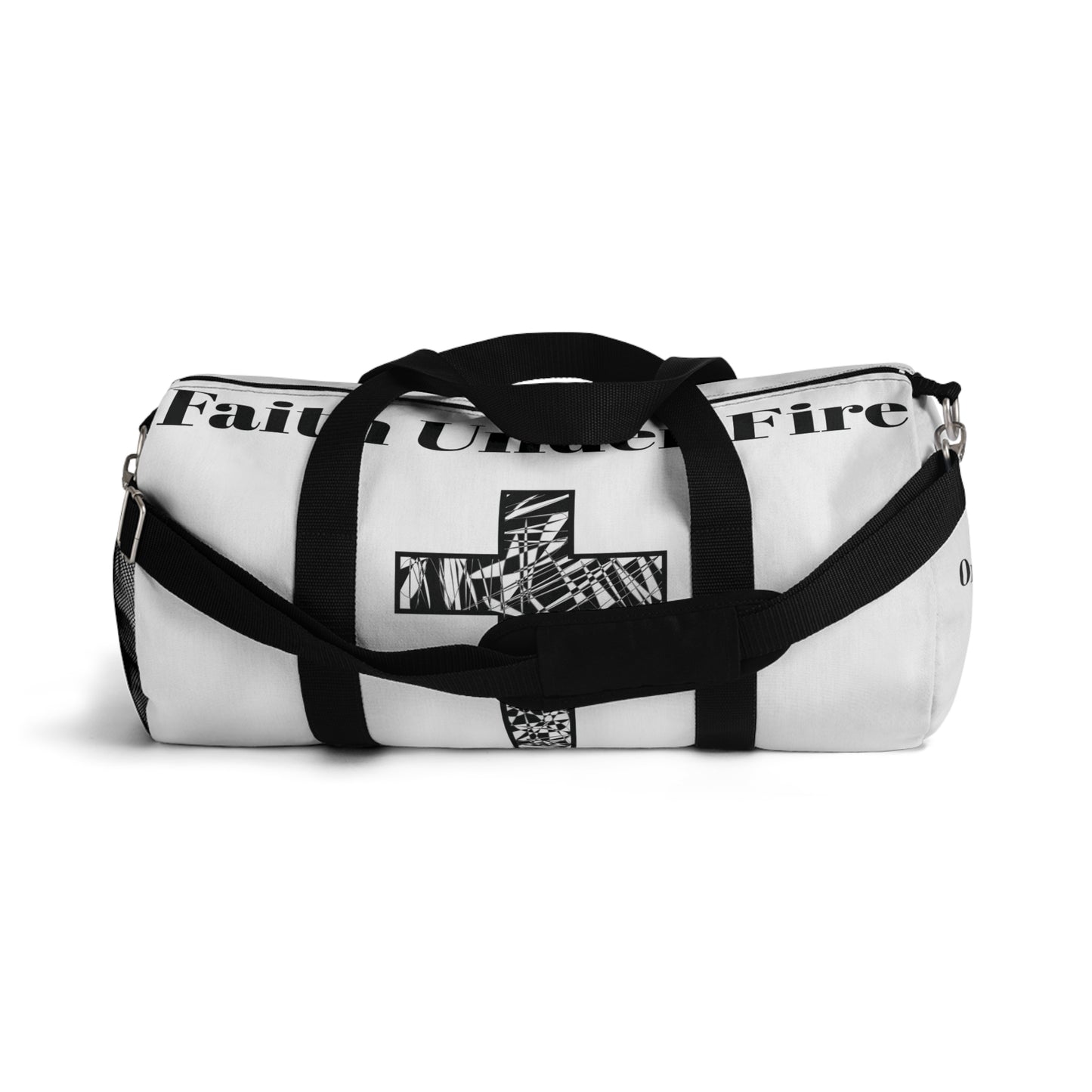 "Faith Under Fire" Duffel Bag- White and Black
