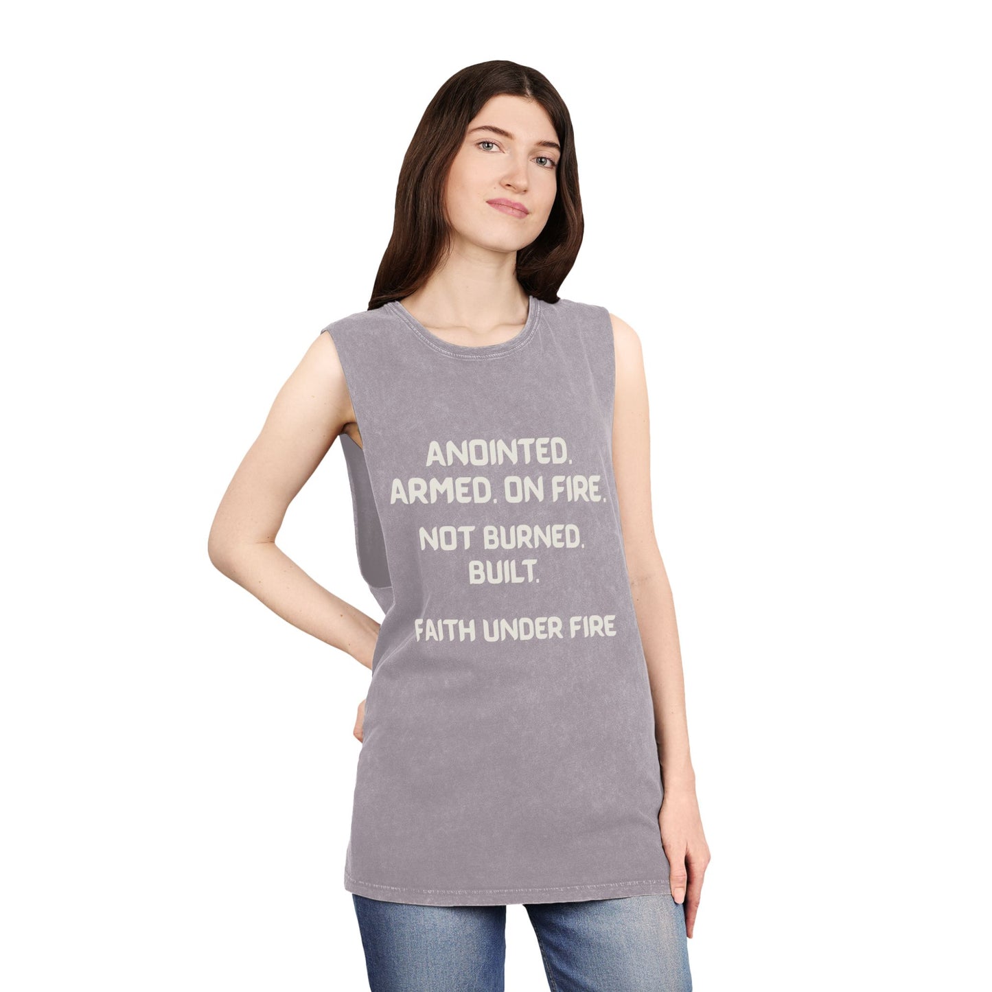Faith Under Fire Not Burned. Built. Stonewashed Tee